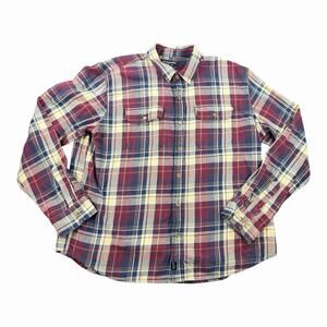 Abercrombie & Fitch Plaid Flannel Shirt Red Blue Beige Button Up Mens XL
